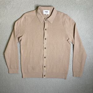Wax London Shirt Mens Medium Taupe Tristan Long Sleeve Button Up Rib Casual NWOT